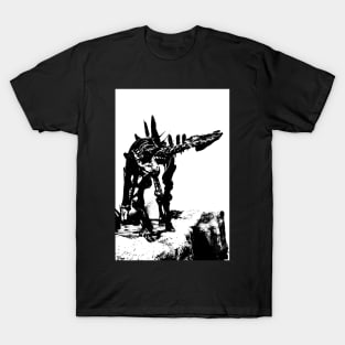 Black and White Stegosaurus T-Shirt